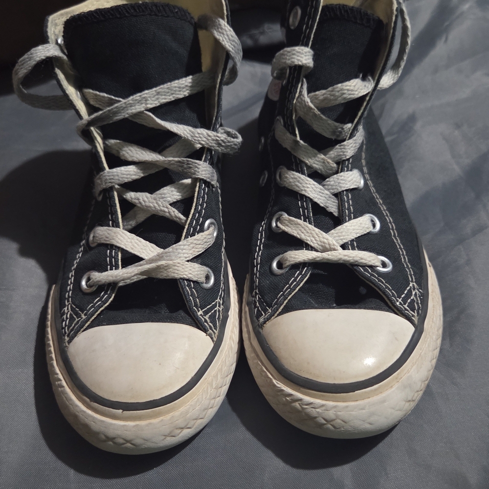 Kids Black and White High-Top Sneakers